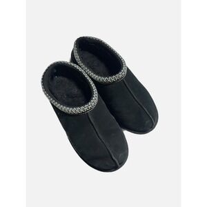 UGG Tasman Slippers Women 6 Black Suede‎ Embroidered Braid Slip On Comfort Cozy